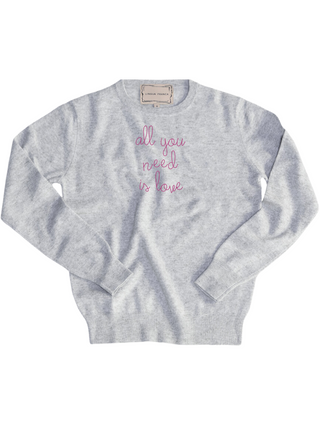 "all you need is love" Men's Crewneck Cashmere Core LINGUA FRANCA NYC Smoke XS