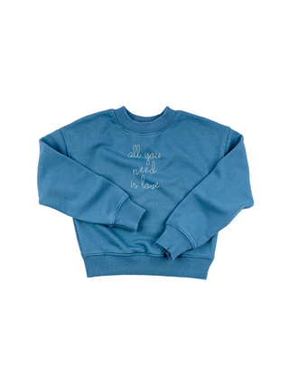 "all you need is love" Kids' Sweatshirt Sweatshirt Ecovest Vintage Blue 2T