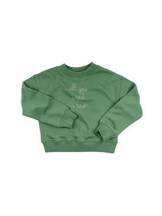 "all you need is love" Kids' Sweatshirt Sweatshirt Ecovest Vintage Green 2T