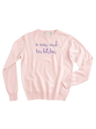 "a man and his kitchen" Crewneck  Lingua Franca NYC Pale Pink XS 