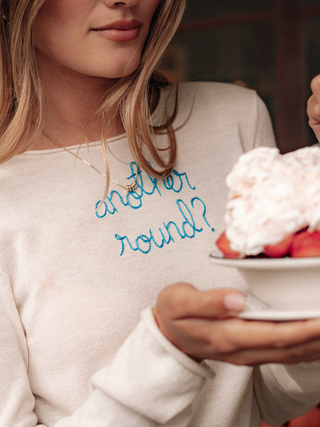 "another round?" Silk Cashmere Crewneck