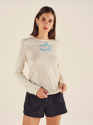 "another round?" Silk Cashmere Crewneck