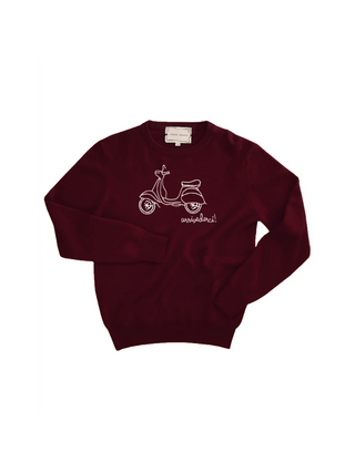 Arrivederci Crewneck Sweater Lingua Franca NYC Maroon XS 