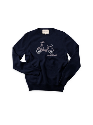 Arrivederci Crewneck Sweater Lingua Franca NYC Navy XS 