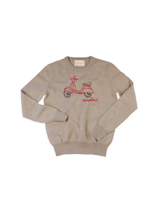 Arrivederci Crewneck Sweater Lingua Franca NYC Oatmeal XS 