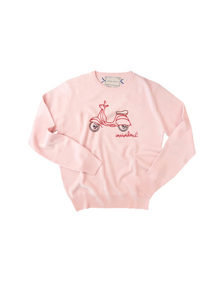 Arrivederci Crewneck Sweater Lingua Franca NYC Pale Pink XS 