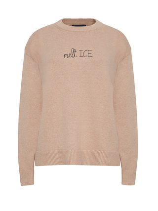 "melt ICE" Maxine Sweater Cotton Cashmere LINGUA FRANCA NYC Oatmeal XS