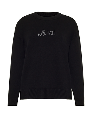 "melt ICE" Maxine Sweater Cotton Cashmere LINGUA FRANCA NYC Black XS