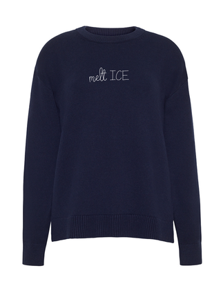 "melt ICE" Maxine Sweater Cotton Cashmere LINGUA FRANCA NYC Navy XS