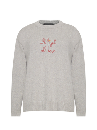 "all light all love" Maxine Sweater Cotton Cashmere LINGUA FRANCA NYC Smoke XS