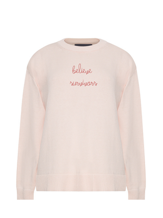 "believe survivors" Maxine Sweater Cotton Cashmere LINGUA FRANCA NYC Pale Pink XS