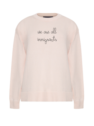 "we are all immigrants" Maxine Sweater Cotton Cashmere LINGUA FRANCA NYC Pale Pink XS
