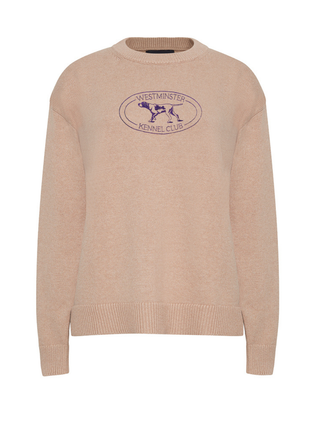 "westminster logo" Maxine Sweater Cotton Cashmere LINGUA FRANCA NYC Oatmeal XS