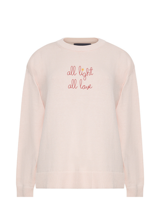"all light all love" Maxine Sweater Cotton Cashmere LINGUA FRANCA NYC Pale Pink XS