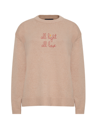"all light all love" Maxine Sweater Cotton Cashmere LINGUA FRANCA NYC Oatmeal XS
