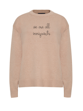 "we are all immigrants" Maxine Sweater Cotton Cashmere LINGUA FRANCA NYC Oatmeal XS
