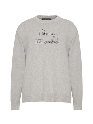 "i like my ICE crushed" Maxine Sweater Cotton Cashmere LINGUA FRANCA NYC Smoke XS
