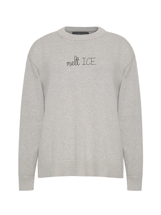 "melt ICE" Maxine Sweater Cotton Cashmere LINGUA FRANCA NYC Smoke XS