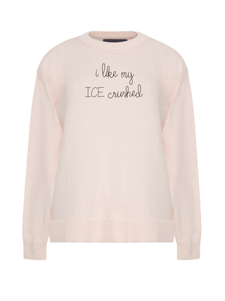"i like my ICE crushed" Maxine Sweater Cotton Cashmere LINGUA FRANCA NYC Pale Pink XS