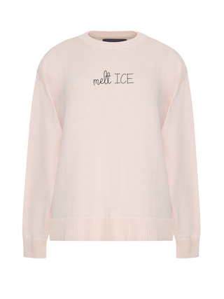 "melt ICE" Maxine Sweater Cotton Cashmere LINGUA FRANCA NYC Pale Pink XS