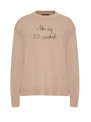 "i like my ICE crushed" Maxine Sweater Cotton Cashmere LINGUA FRANCA NYC Oatmeal XS