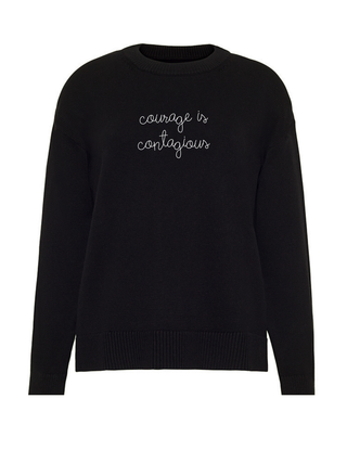 "courage is contagious" Maxine Sweater Cotton Cashmere LINGUA FRANCA NYC Black XS