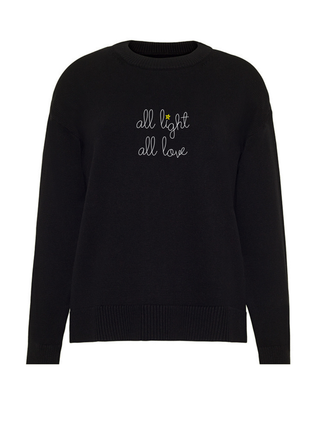 "all light all love" Maxine Sweater Cotton Cashmere LINGUA FRANCA NYC Black XS