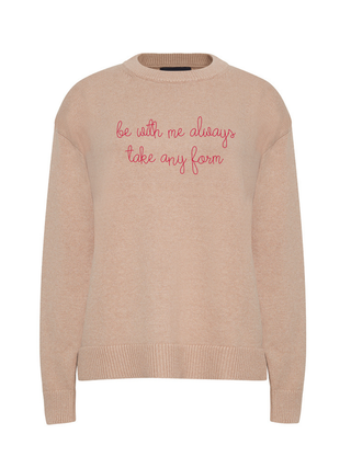 "be with me always take any form" Maxine Sweater Cotton Cashmere LINGUA FRANCA NYC Oatmeal XS