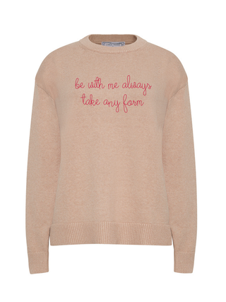 "be with me always take any form" Maxine Sweater Cotton Cashmere LINGUA FRANCA NYC Oatmeal XS
