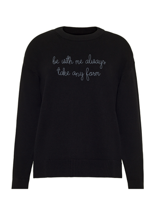 "be with me always take any form" Maxine Sweater Cotton Cashmere LINGUA FRANCA NYC Black XS