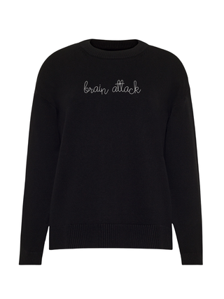 "brain attack" Maxine Sweater Cotton Cashmere LINGUA FRANCA NYC Black XS