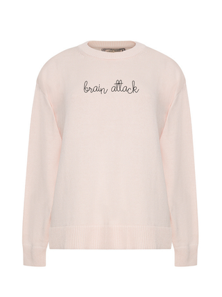 "brain attack" Maxine Sweater Cotton Cashmere LINGUA FRANCA NYC Pale Pink XS