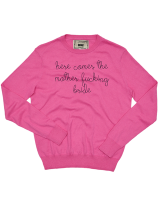 "here comes the mother fucking bride" Cotton Silk Crewneck 307 Other LINGUA FRANCA NYC Magenta XS