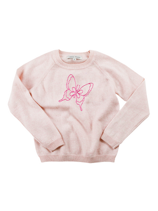 butterfly Kids' Crewneck Sweater Lingua Franca NYC Pale Pink 2T 