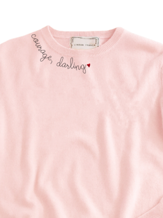 "courage, darling" Women's Crewneck Cashmere Core LINGUA FRANCA NYC