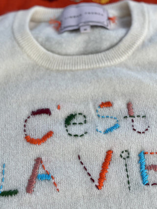 "c'est la vie" Short Sleeve Sweater Lingua Franca NYC   