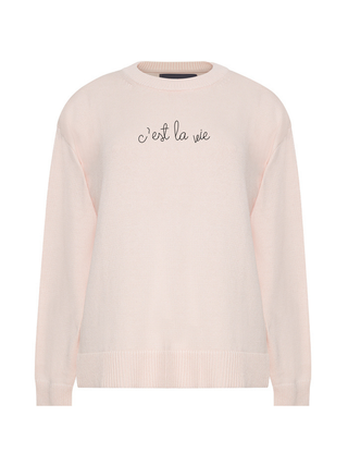 "c'est la vie" Maxine Sweater Cotton Cashmere LINGUA FRANCA NYC Pale Pink XS