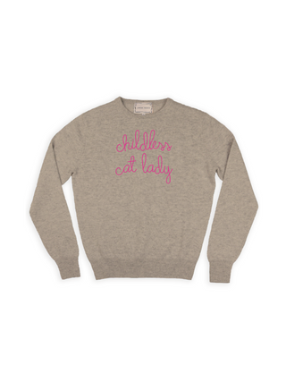 "childless cat lady" Crewneck Sweater Lingua Franca NYC Oatmeal XS 