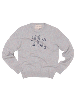 "childless cat lady" Crewneck Sweater Lingua Franca NYC Heather XS 