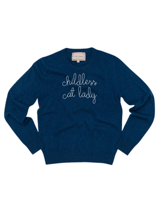 "childless cat lady" Crewneck Sweater Lingua Franca NYC Peacock XS 