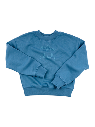 "childless cat lady" Kids' Sweatshirt Sweatshirt Ecovest Vintage Blue 2T 