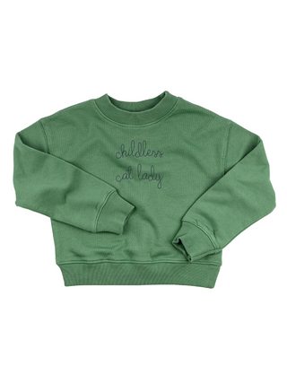 "childless cat lady" Kids' Sweatshirt Sweatshirt Ecovest Vintage Green 2T 