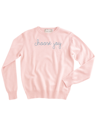 "choose joy" Crewneck Sweater LINGUA FRANCA NYC Pale Pink XS 