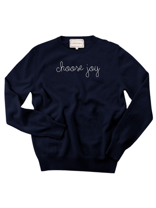 "choose joy" Crewneck Sweater LINGUA FRANCA NYC Navy XS 