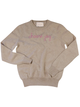 "choose joy" Crewneck Sweater LINGUA FRANCA NYC Oatmeal XS 