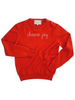 "choose joy" Crewneck Sweater LINGUA FRANCA NYC Red XS 