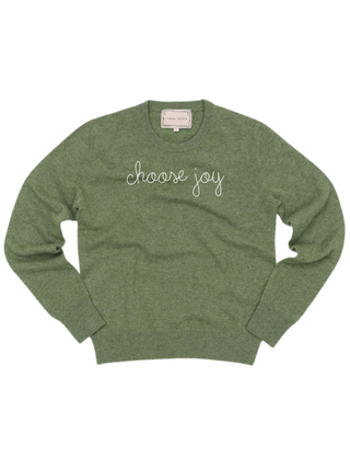 "choose joy" Crewneck Sweater LINGUA FRANCA NYC Olive XS 