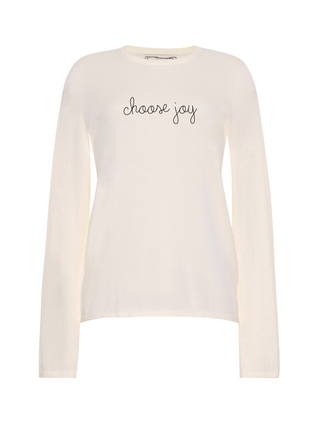 "choose joy" Mara Crewneck Cotton Silk Core LINGUA FRANCA NYC Sunkissed XS