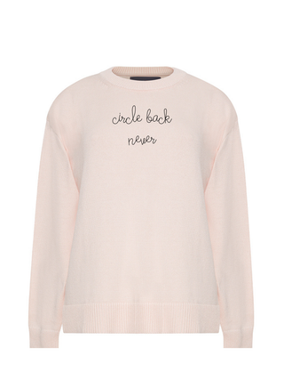 "circle back never" Maxine Sweater Cotton Cashmere LINGUA FRANCA NYC Pale Pink XS