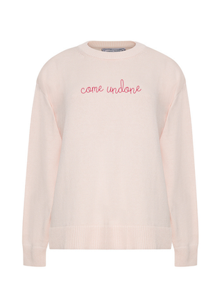 "come undone" Maxine Sweater Cotton Cashmere LINGUA FRANCA NYC Pale Pink XS
